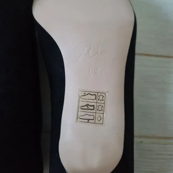 J. Crew Suede Leather Kitten Heels Pointy Toe Slide Women Shoes Size 6 1/2 Black - Picture 12 of 13